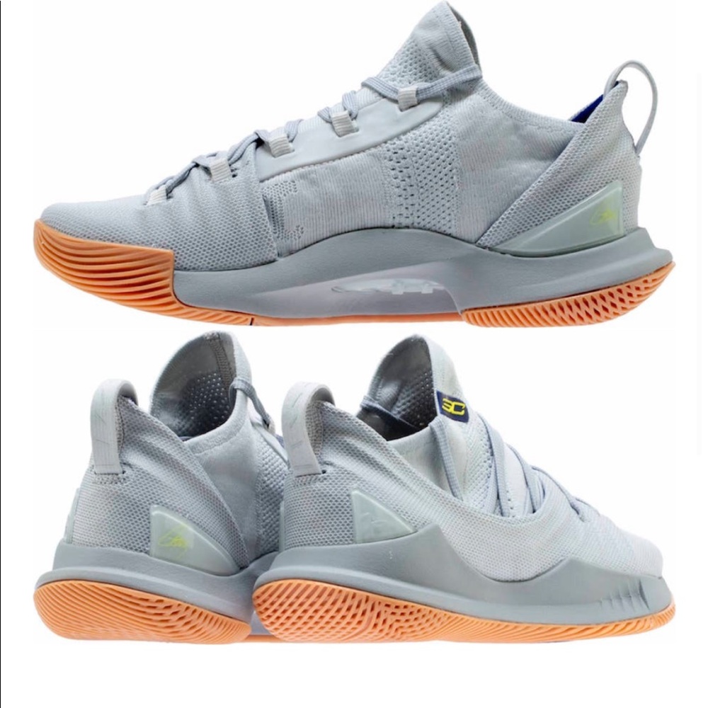 UNDER ARMOUR CURRY 5 GREY WITH GUM SOLES - Picture 2 of 9